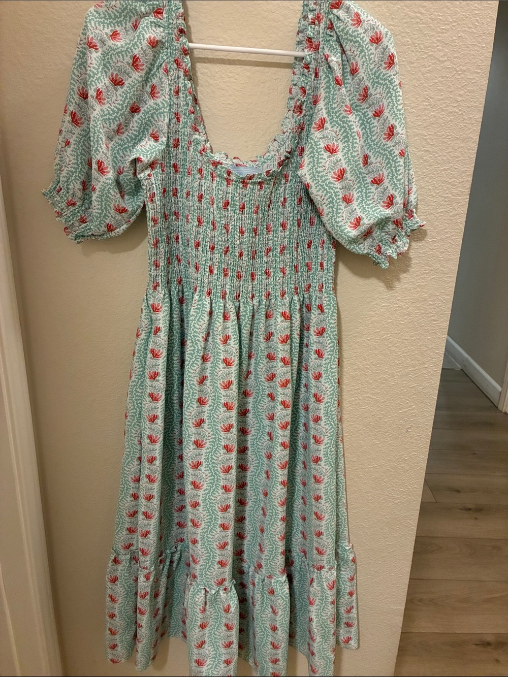 Hill House Mint Green Dress with Pink Floral Print - Picture 2 of 7